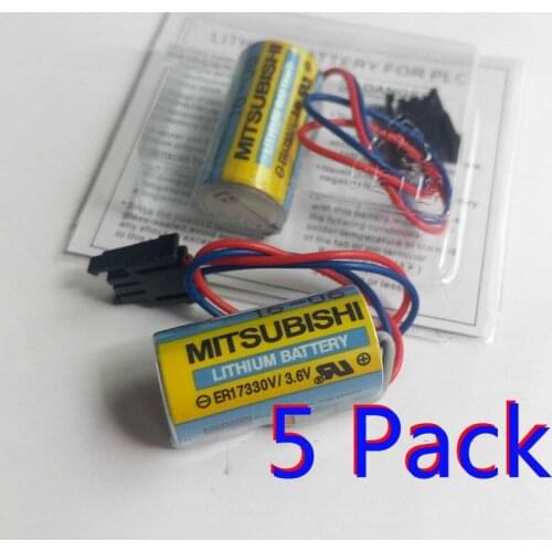 5PCS 100% Original NEW ER17330V 3.6V PLC Battery Batteries For Mitsubishi Servo A6BAT PLC Battery Size 2/3A