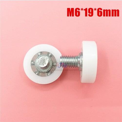 6*19*6mm M6 thread Flat type wheelpackage rubber bearing pulley with M6 screw rod For 3D printer drawer refrigerator F type