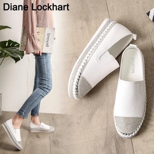 Brand Patchwork Espadrilles Shoes Woman Faux leather Creepers Flats Ladies Loafers Walking shoe Female Flat Casual lazy shoes