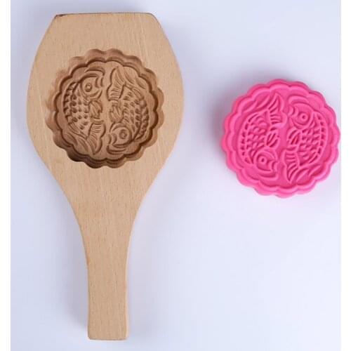 Wooden Mooncake Mold Kitchen Biscuit Chocolate Pumpkin Pie Exquisite Pattern N0PA