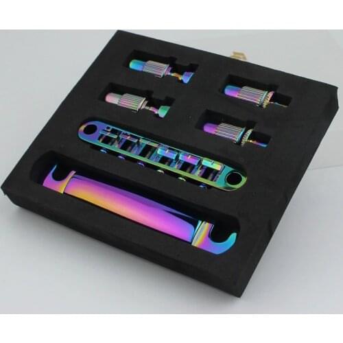 Guitar Saddle Bridge and Tailpiece Combo - Tune-O-Matic Bridges LP SG EPI 6 String Electric Guitar (Chameleon rainbow)