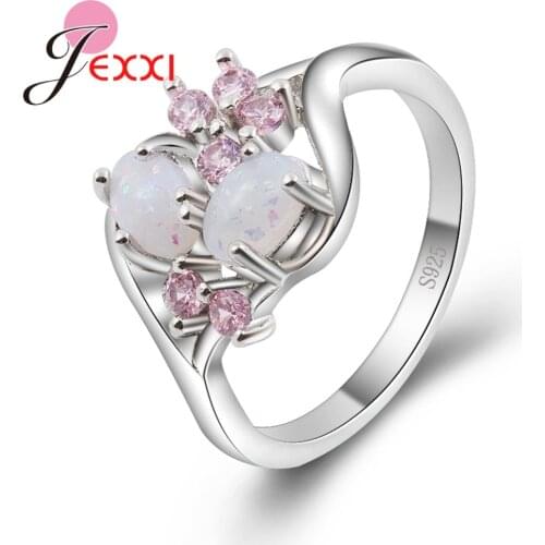 925 Sterling Silver Exquisite Bijoux Fashion Elegant Wedding & Engagement Ring Made With Cubic Zirconia/Opal Jewelry For