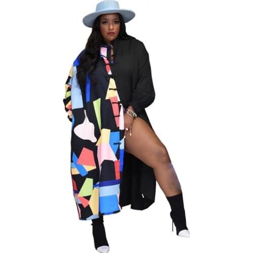 African Dresses For Women Africa Clothes Long Sleeve Shirt Blouse Dress Print Dashiki Ladies Clothing Ankara Plus Size Dress