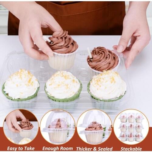 6 Hole/12 Hole Cupcake Container Eco-friendly Transparent Cake Boxes Mousse Dessert Holder Packing Box Food Storage Cup for Home