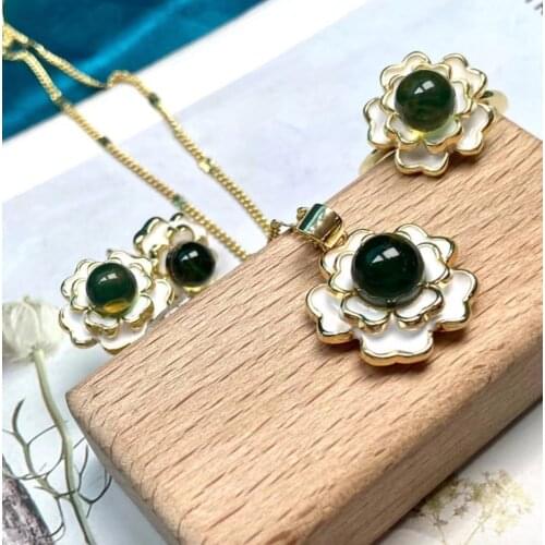 Natural Mexico 3A water purifying blue amber suit, crystal clear, fashionable and fashionable