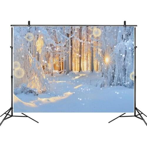 Landscape Backdrop Warm Light and Ice Scenery Party Photography Background Holiday Celebration Photo Booth Studio Decor