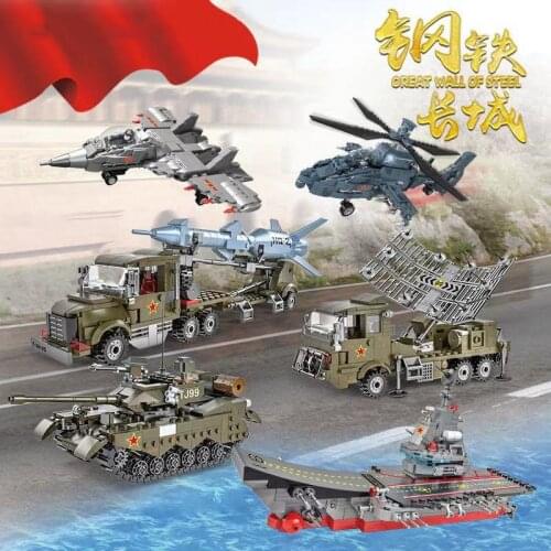 1:36 scale army action figure mega block Radar military Missile vehicle Aircraft carriers Type99 tank J15 fighter brick toy