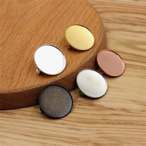 Copper Fashion 20mm 25mm 30mm Brooch Round Blank Setting Bezel Base Tray Cabochons DIY Making Accessories Gift 10pcs K06215
