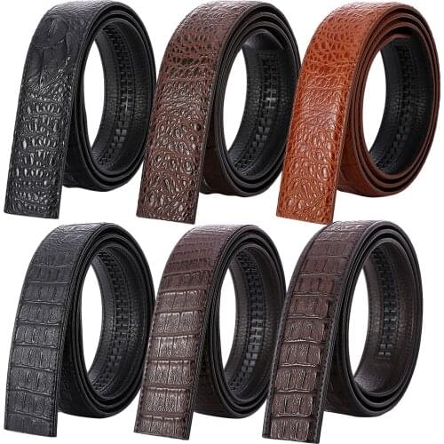 Mens Leather Belt Strap Ratchet Automatic Waistband No Buckle Only Strap
