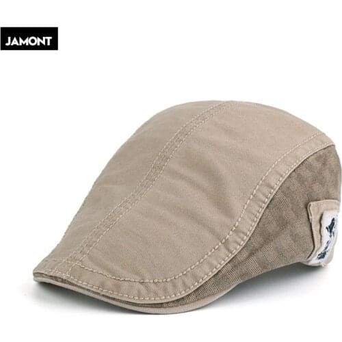 JAMONT New Summer Cotton Berets Caps For Men Casual Peaked Caps Solid color with label Berets Hats Casquette Cap
