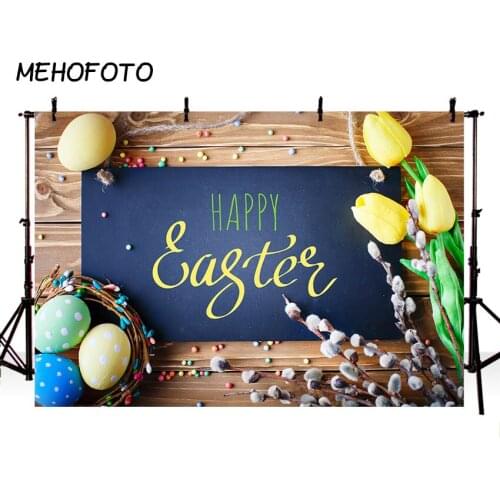 MEHOFOTO Easter Photography Background Wood Floor Egg Backdrop for Photo Studio Photobooth Spring Decoration
