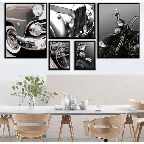 Retro Car Motorcycle Headlight Modern Wall Art Painting Canvas Art Print Picture Decorations for Home B5223