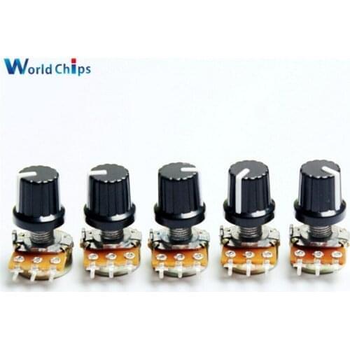 10PC Potentiometer 1K 10K 20K 50K 100K 500K Ohm Resistor 3 Pin Linear Taper Rotary Potentiometer for Arduino with Cap Knob WH148