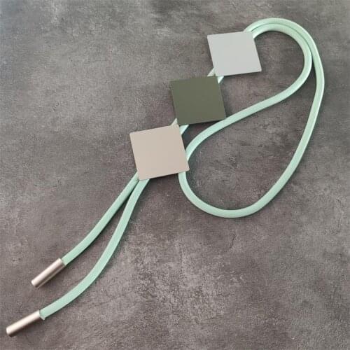 Simple aqua Rubber Long Necklace For Women Geometric squre Statement Necklaces Collier Vintage Boheme Punk Jewelry