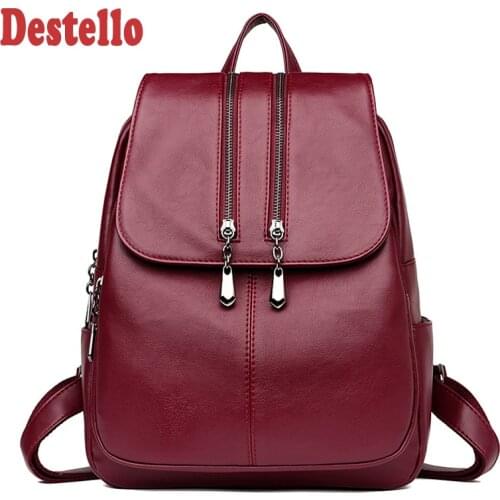 New fashion PU teenage girls backpacks high quality female school shoulder bags large capacity soft backpack delicate big bag