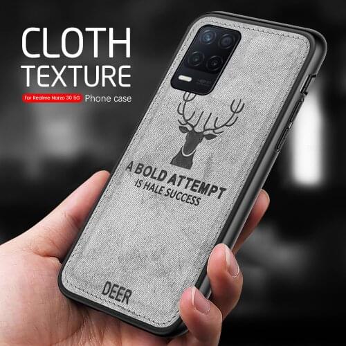 Deer pattern fabric cloth back cover for realme narzo 30 5g case soft silicone bumper shockpoof coque on realmi narzo30 5g 6.5
