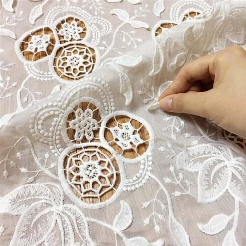 3D leaves laser circle silk chiffon embroidery lace fabric for wedding dress african bazin riche vestidos tissu telas tela плед