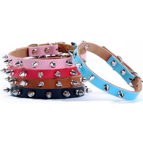 Spiked Studded Small Large Cat Collar Rivet Accessory Hond Neck Strap For Kitten Necklace Leather PU Pitbull BullCat Pet