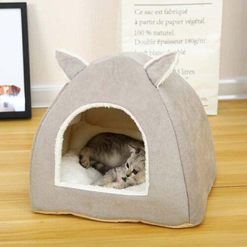 Foldable Cat Bed Self Warming for Indoor Cats Dog Bow House with Removable Mattress Sleeping Puppy Cage Lounger Chinchilla