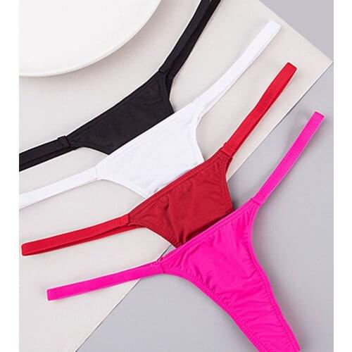 Womens Low Rise Sexy Lingerie Thong Cotton Elastic G-String Female Briefs Panties T-Back Intimate Underwear Daily Wear Costume