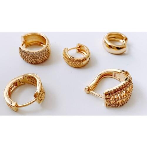 Trend punk European and American inlaid zircon hollow geometric round earrings 2021 fashion ladies party temperament earrings