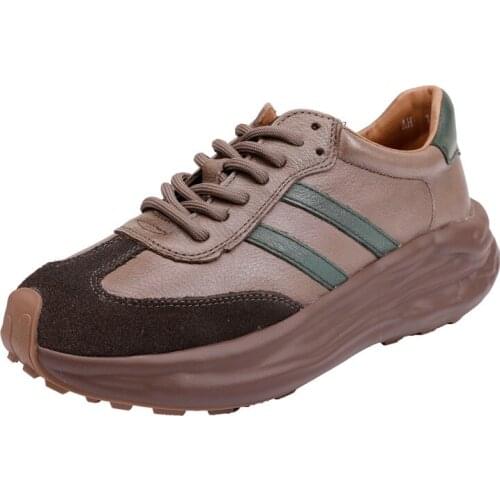 New Pumps Retro Lace Up Comfortable Female Wedges Single Shoes Creepers Genuine Leather Casual Sneakers Women 2022 Autumn Spring