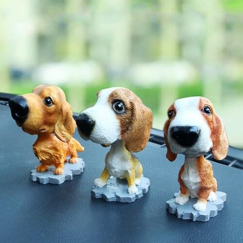 Car Ornaments Shaking Head Dog Doll Resin Automobiles Interior Dashboard Decoration Cute Nodding Dog Toys Decor Home Furnishings