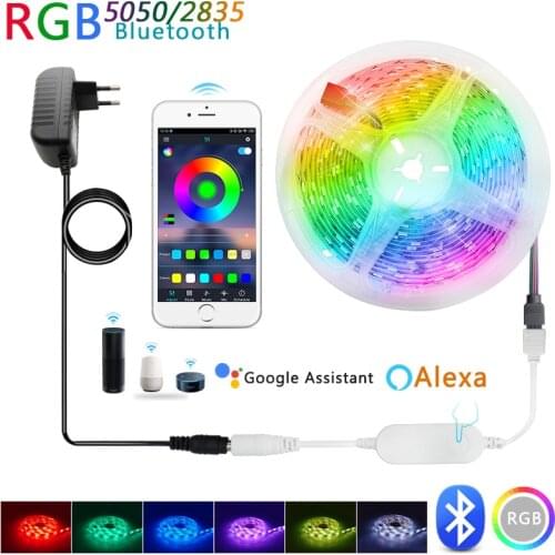 Smart Bluetooth LED Strip Light Work with Alexa Google Assistant Voice Control RGB 5050 5M 10M LED lamp 12V LED Christmas lights