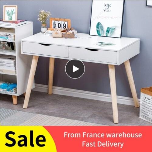 Oversea Stock!!two Drawer Office Table White Super Large Capacity Computer Desk Multi-purpose Writting Desk Office Furniture HWC