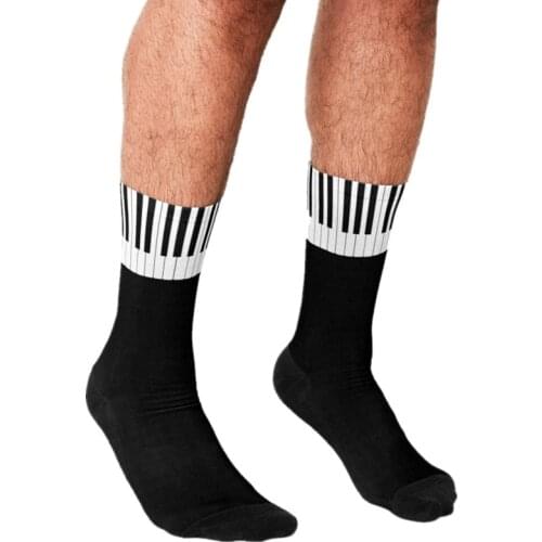 Funny Mens socks Piano Keys Musical Blanket Pattern Printed hip hop Men Happy Socks cute boys street style Crazy Socks for men