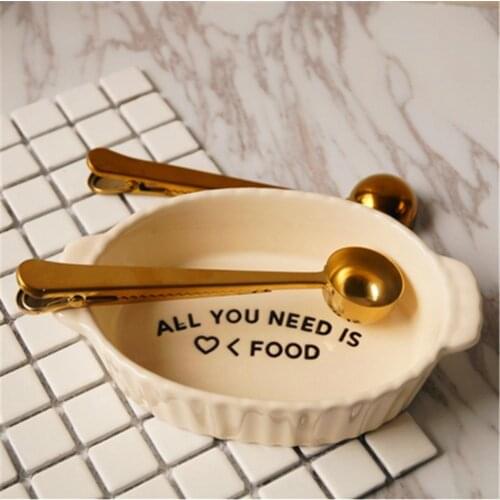 Two-in-one Stainless Steel Coffee Spoon Sealing Clip Kitchen Gold Accessories Recipient Cafe Expresso Cucharilla Decoration