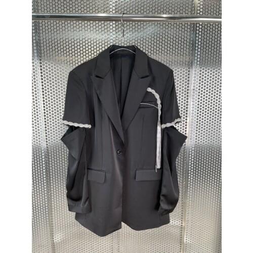 Fashion 2021SS Spring New Women Diamonds Hollow Blazer Overcoat Ladies Luxury Jacket Coat 2 Color Gdnz 5.06