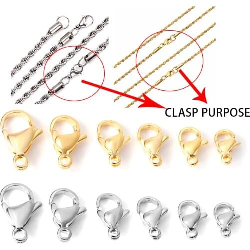 ASON 100/pcs Gold/Silver Color Stainless Steel Lobster Clasp Hook for Jewelry DIY Necklace Finding Chain Bracelet Accessories