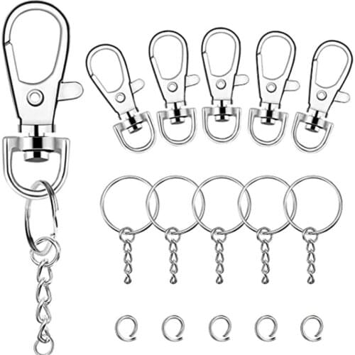 150 Pcs Swivel Snap Hook and Key Rings with Chain and Jump Rings for Keychain Lanyard DIY Jewelry Crafts Accessories