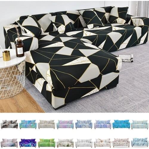 3D Marble Geometric Slipcovers Sofa Cover for Living Room Sectional Cover 2/3 Seater Funda De Sofá L Shape Sofa Need 2pcs
