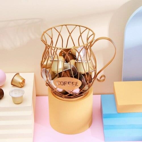 2020 Band Coffee Capsule Storage Basket Coffee Cup Basket Vintage Coffee Pod Organizer Holder Black For Home Cafe Hotel