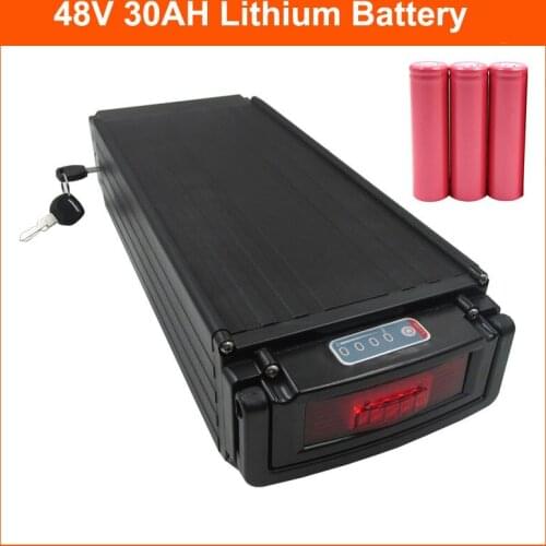 48V 25AH Rear Rack Battery 48V 30AH Ebike Battery Pack NCR18650GA 3500mah cell with Tail light 30A BMS 2A charger EU US no tax