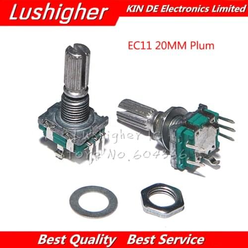 5PCS EC11 20mm Plum Hle Rotary Encoder Coding Switch Digital Potentiometer Switch 5 Pin DIY