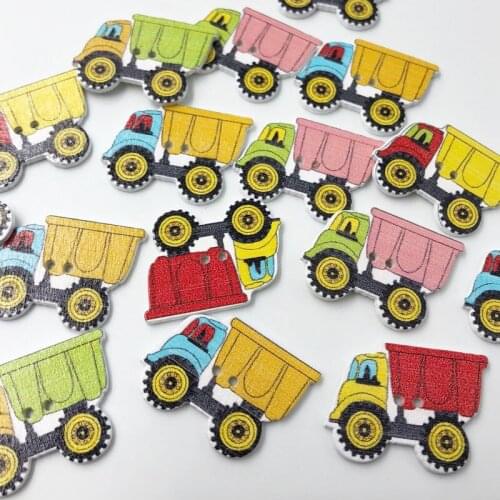 50 pcs 29X21mm Mixed 2 Holes Cars Pattern Cartoon Wood Sewing Buttons Scrapbooking Flatback Botones WB592
