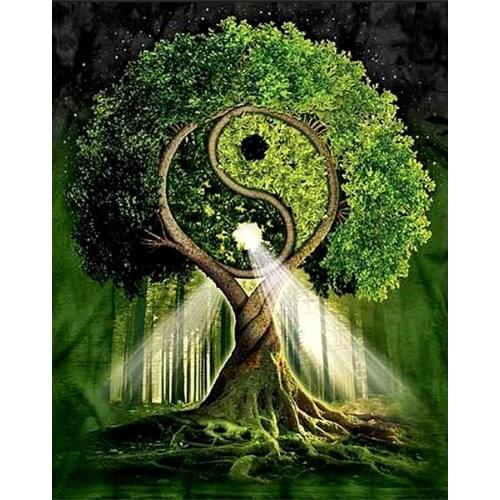 5D DIY Diamond Painting Tai Chi Tree Full Square Diamond Embroidery Landscape Rhinestones Pictures Crafts Kit