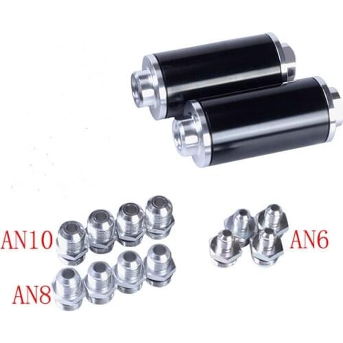 Evil energy 100 Micron Billet Aluminum Fuel Filter AN10/AN8/AN6 Adapter Fittings With Fuel Pump Brackets 2pcs/set Black