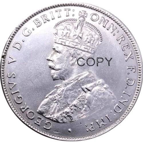 Australia 1 One Florin Two Shillings George V 1915 H Advance Crowned Bust Left Cuproickel Plated Silver Copy Coins