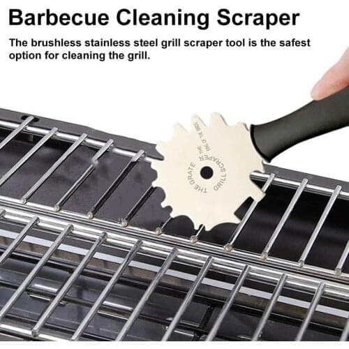 BBQ Grill Scraper Stainless Steel Oven Crevice Cleaning Blade Indoor Outdoor Barbecue Cleaning Scraper Kitchen Gadget Clean Tool