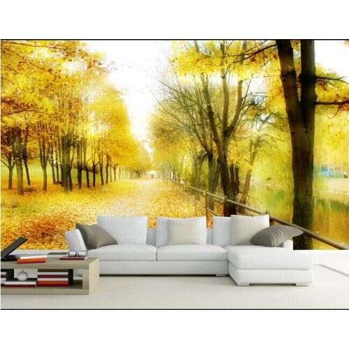 Custom large murals, 3d beautiful yellow forest papel de parede,hotel room coffee shop living room TV wall bedroom wallpaper