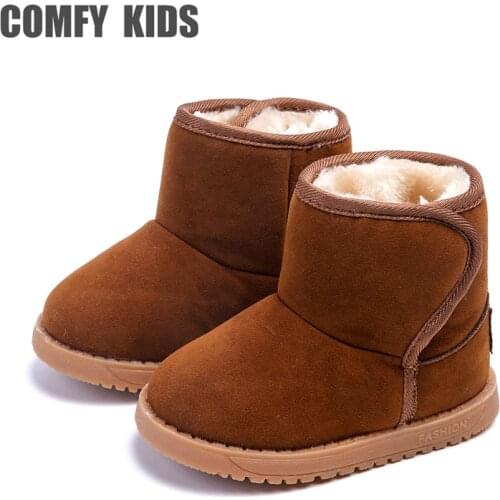 Winter Warm Boys Girls Snow Boots Shoes Fashion Flat With Plush Child Kids Snow Boots Shoes 13-15 CM Baby Boots Toddler Shoes