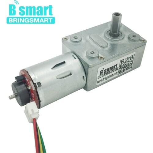Bringsmart JGY-370B DC Motor Worm Gear Motor 12V High Torque Gearbox Low Speed with Encoder Disk Micro Electric