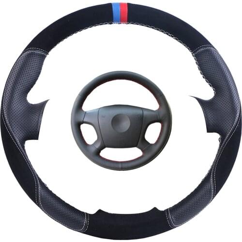 Custom Car Steering Wheel Cover Black For Old Skoda Octavia 2005-2009 Fabia 2005-2010 Suede Leather Auto Steering Wheel Braid