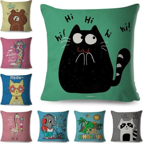 Colorful Cute Cartoon Pet Dog Cat Cushion Cover for Children Room Sofa Decor Animal Dinosaur Giraffe Pillow Case Pillowcase