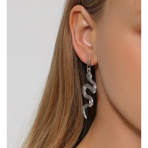 LATS 2021 New Trendy Exaggerated Serpentine Long Drop Earrings for Women Vintage Silver Color Dangle Earring Fashion Jewelry