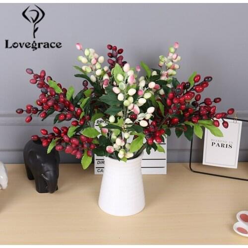 Lovegrace Bridal bouquet olive branch Christmas simulation flower olive fruit bean home decoration flower wall artificial flowe
